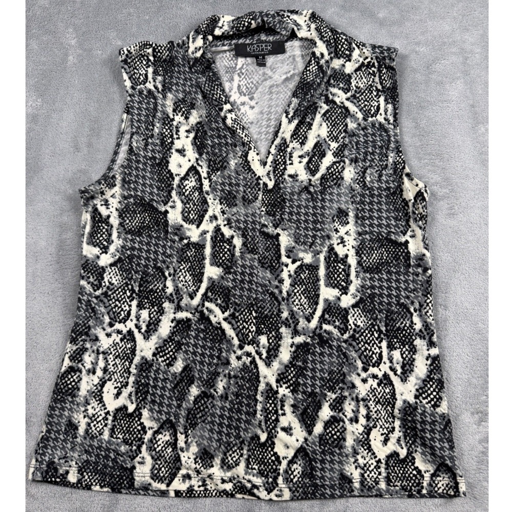 Kasper Separates Women's‎ Sleeveless Snake Print Collared Top Size M